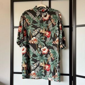 [M] Nieman Marcus Men’s Vintage Tropical Surf Print 100% Rayon Button Down Shirt
